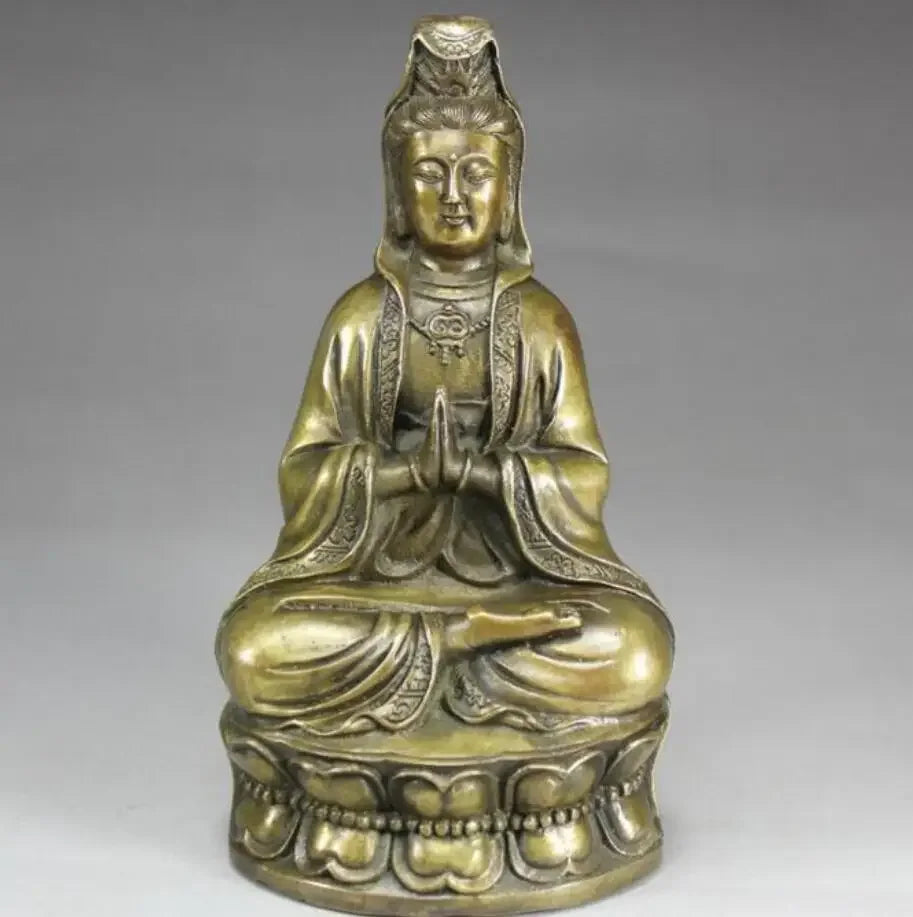 Copper Statue Pure Bronze Hand-made Guanyin, Bronze Guanyin Temple Guanyin Bodhisattva Statue, Decorative Household Accessori
