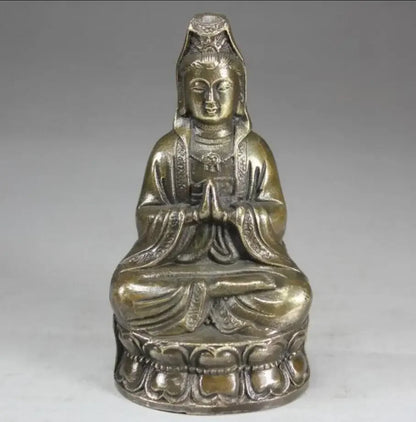 Copper Statue Pure Bronze Hand-made Guanyin, Bronze Guanyin Temple Guanyin Bodhisattva Statue, Decorative Household Accessori