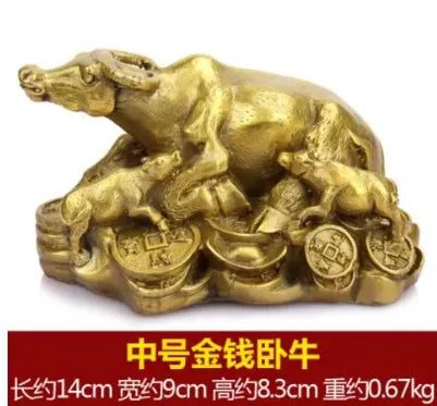 Copper Statue Pure copper money cattle ornament Fengshui handicraft home office study decoration