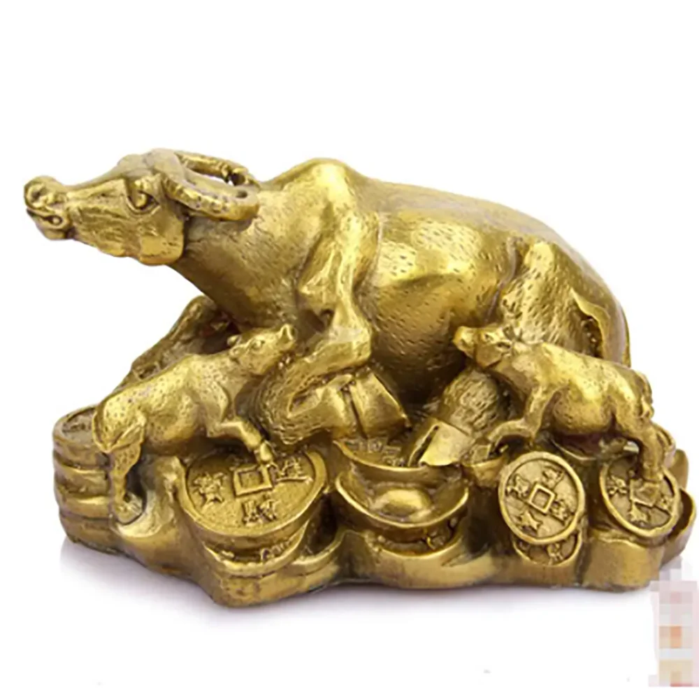 Copper Statue Pure copper money cattle ornament Fengshui handicraft home office study decoration