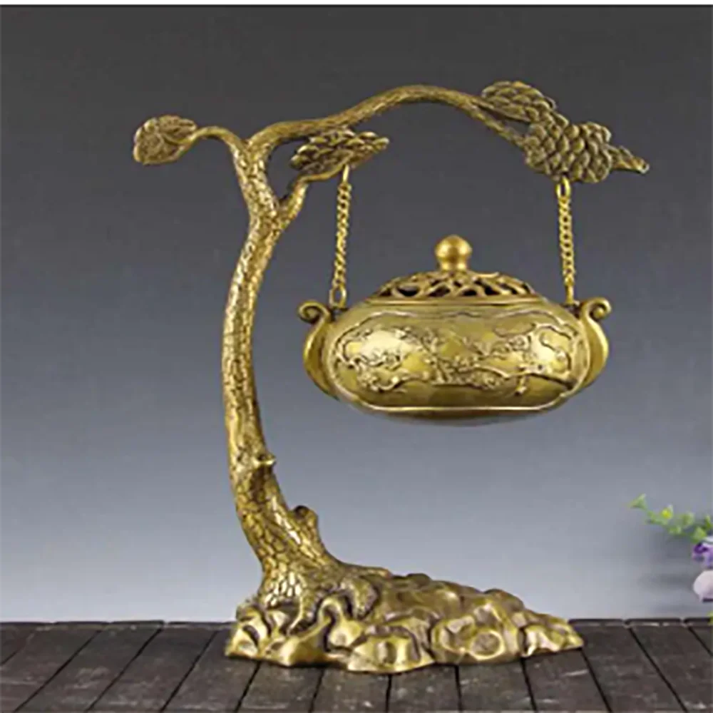 Copper Statue creative pine hanging incense burner home decoration crafts