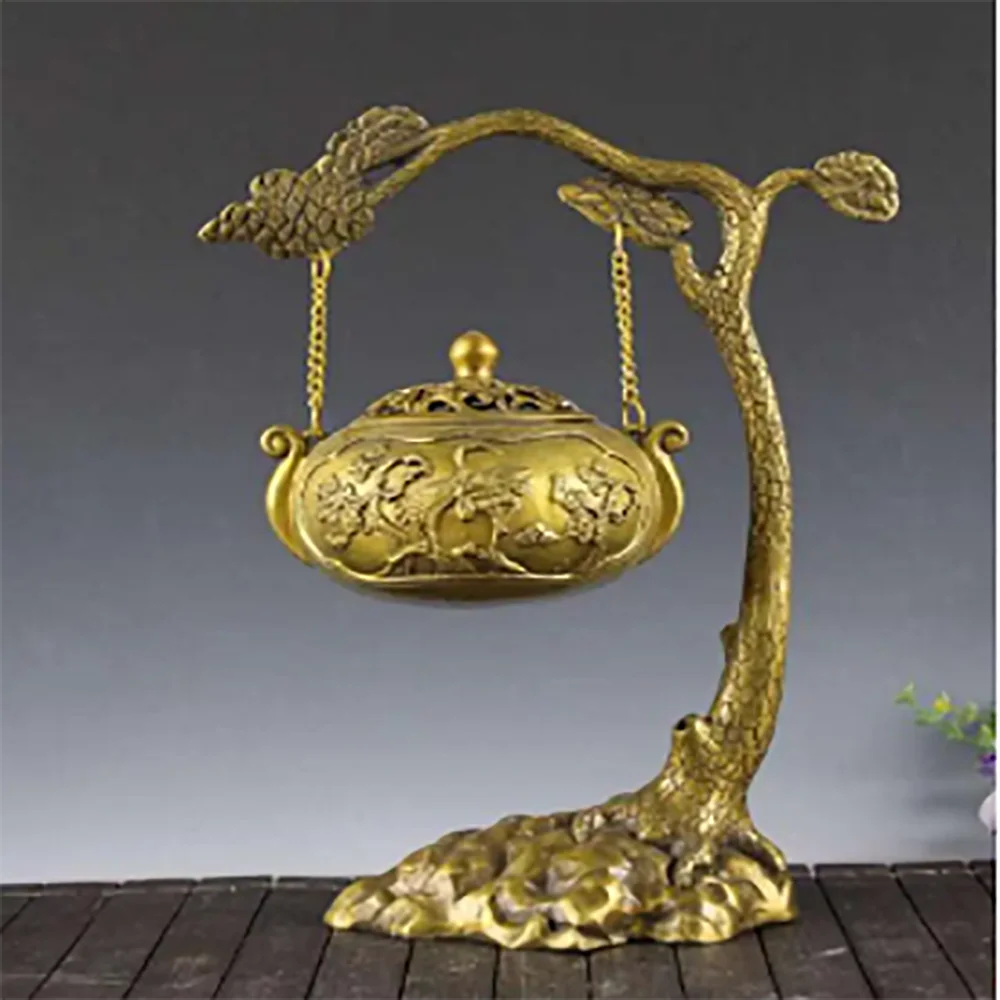 Copper Statue creative pine hanging incense burner home decoration crafts