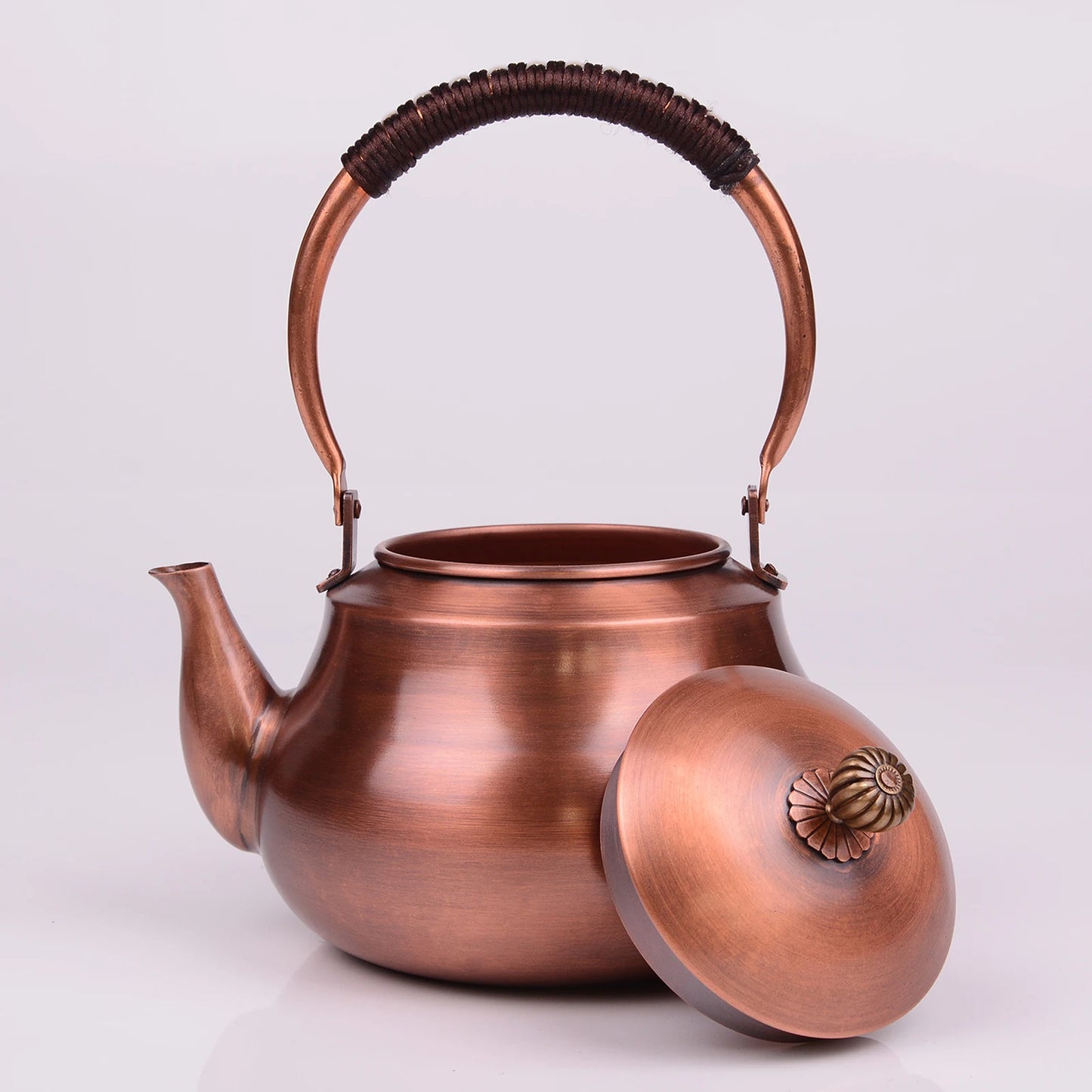 Copper Tea Kettle PU Leather Wrapped Handle Water Boiler Jug Tea Pot Hot Water Kettle Stove Top Water Kettle for Boiling Water