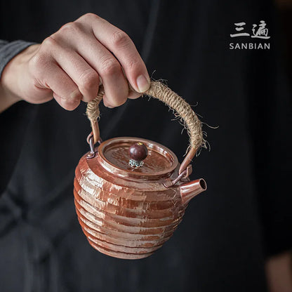 Copper Teapot Loop-Handled Kettle Tea Brewing Pot Teapot Household Retro Copper Pot Tea Brewing Pot Kung Fu Tea Set