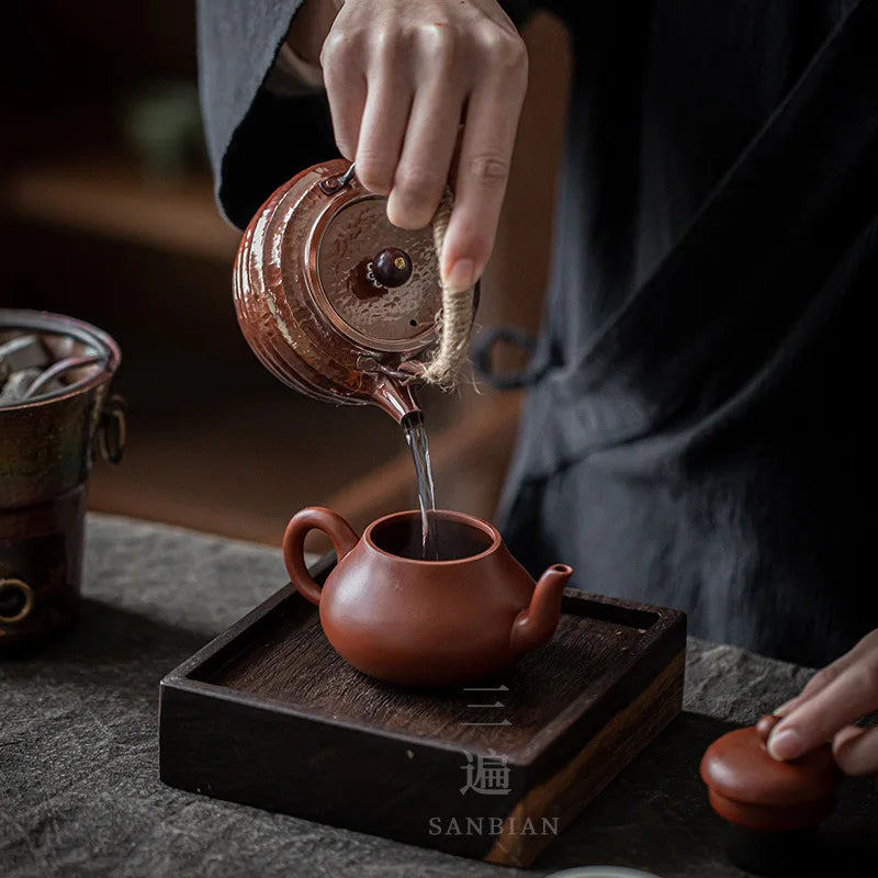 Copper Teapot Loop-Handled Kettle Tea Brewing Pot Teapot Household Retro Copper Pot Tea Brewing Pot Kung Fu Tea Set