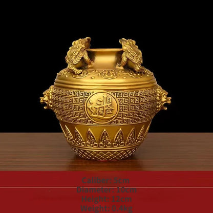 Copper Toad Treasure Bowl Four Sides of The Wealth Altar Ornaments Money Jar Living Room Home Store Crafts Sculptures
