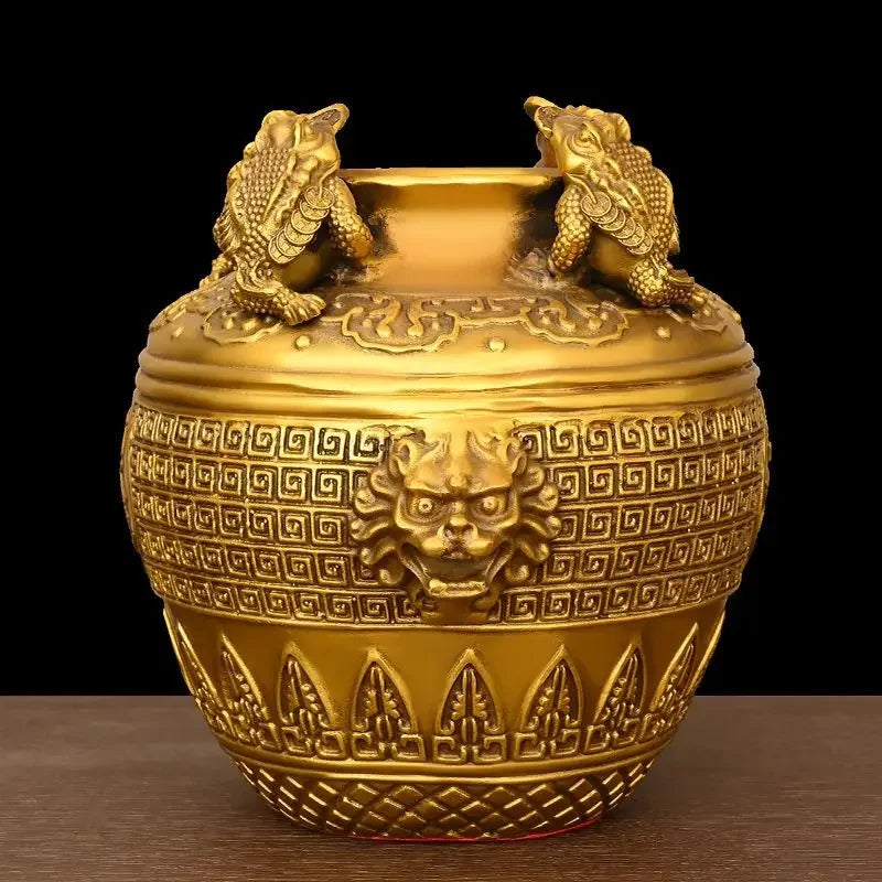 Copper Toad Treasure Bowl Four Sides of The Wealth Altar Ornaments Money Jar Living Room Home Store Crafts Sculptures
