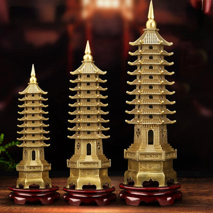 Copper Wenchang Tower 13th Floor Tower Home Crafts Desk Decoration Gifts 13th Floor Ninth Floor Pagoda Office Desk