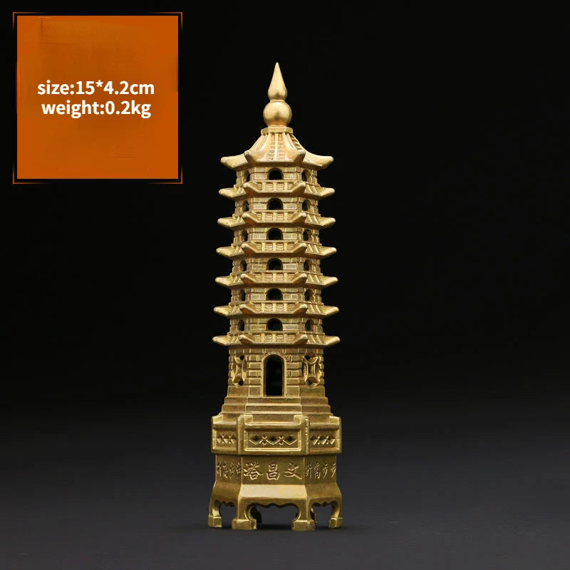 Copper Wenchang Tower 13th Floor Tower Home Crafts Desk Decoration Gifts 13th Floor Ninth Floor Pagoda Office Desk