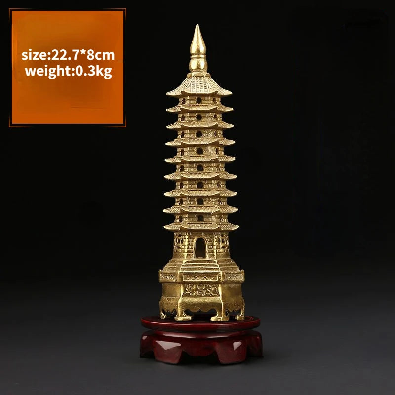 Copper Wenchang Tower 13th Floor Tower Home Crafts Desk Decoration Gifts 13th Floor Ninth Floor Pagoda Office Desk