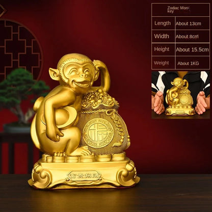 Copper Zodiac Ornaments Ox, Rat, Tiger, Rabbit, Dragon, Snake, Horse, Goat, Monkey, Chicken, Dog, Pig Mascot Decorations