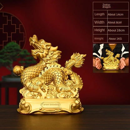 Copper Zodiac Ornaments Ox, Rat, Tiger, Rabbit, Dragon, Snake, Horse, Goat, Monkey, Chicken, Dog, Pig Mascot Decorations