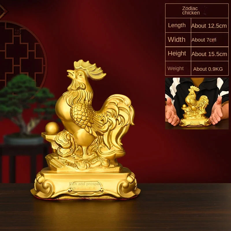 Copper Zodiac Ornaments Ox, Rat, Tiger, Rabbit, Dragon, Snake, Horse, Goat, Monkey, Chicken, Dog, Pig Mascot Decorations