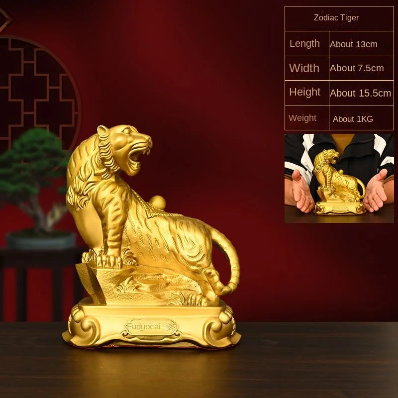 Copper Zodiac Ornaments Ox, Rat, Tiger, Rabbit, Dragon, Snake, Horse, Goat, Monkey, Chicken, Dog, Pig Mascot Decorations