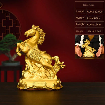 Copper Zodiac Ornaments Ox, Rat, Tiger, Rabbit, Dragon, Snake, Horse, Goat, Monkey, Chicken, Dog, Pig Mascot Decorations