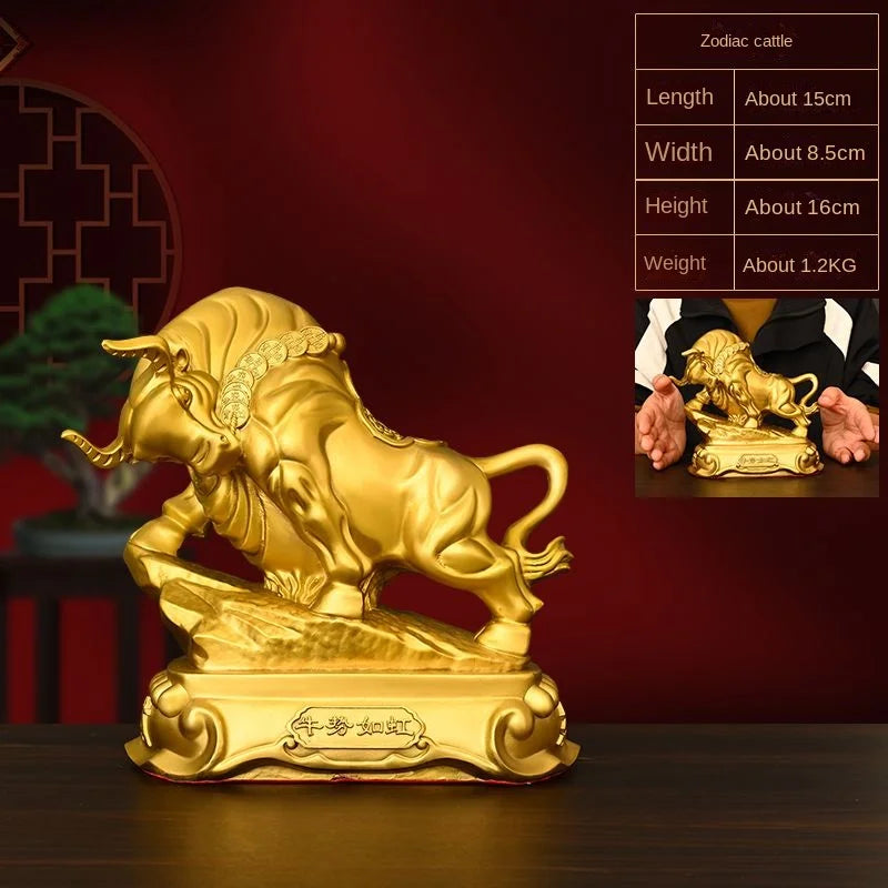 Copper Zodiac Ornaments Ox, Rat, Tiger, Rabbit, Dragon, Snake, Horse, Goat, Monkey, Chicken, Dog, Pig Mascot Decorations