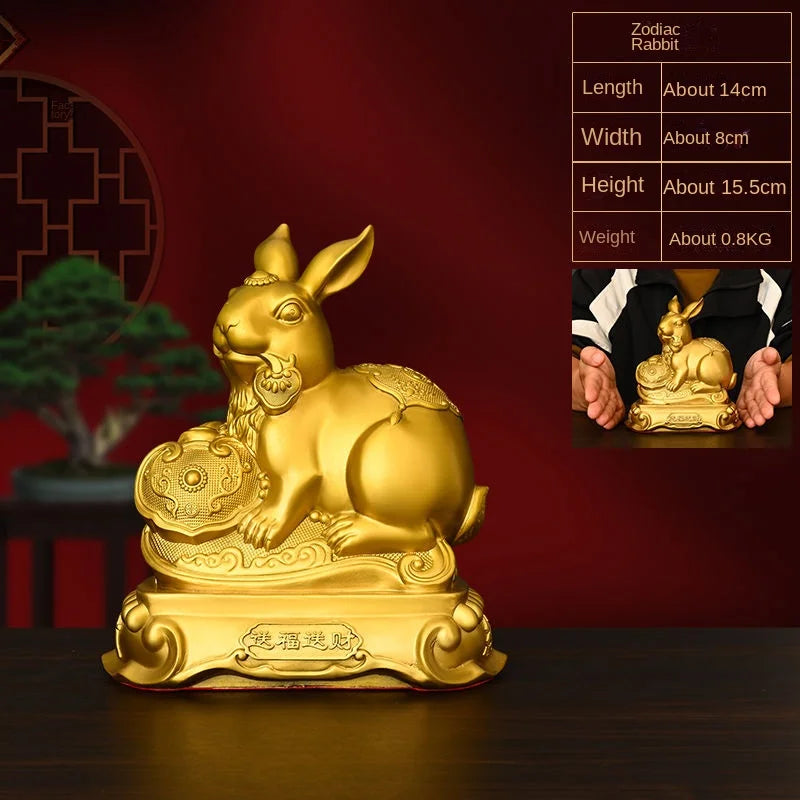 Copper Zodiac Ornaments Ox, Rat, Tiger, Rabbit, Dragon, Snake, Horse, Goat, Monkey, Chicken, Dog, Pig Mascot Decorations