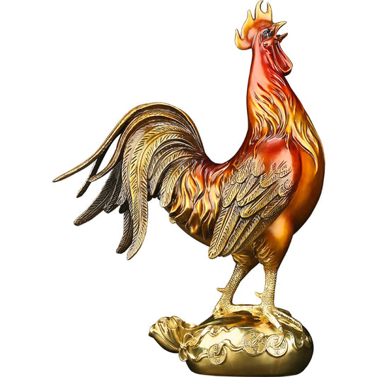 Copper color Chicken Decoration Gold Plating Lucky Cock copper Statue Living Room TV Cabinet Figurines Chinese decorations
