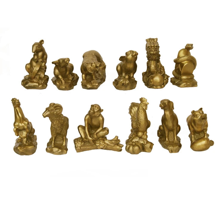 Copper copper zodiac decoration set cattle rabbit horse sheep chicken dog pig
