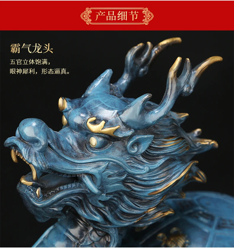 Copper dragon turtle statue placed pieces of Feng Shui home decoration  hotel office family decoration accessories home decor