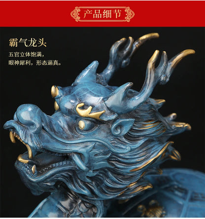 Copper dragon turtle statue placed pieces of Feng Shui home decoration  hotel office family decoration accessories home decor
