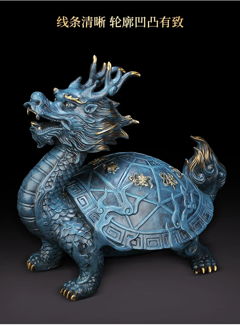 Copper dragon turtle statue placed pieces of Feng Shui home decoration  hotel office family decoration accessories home decor