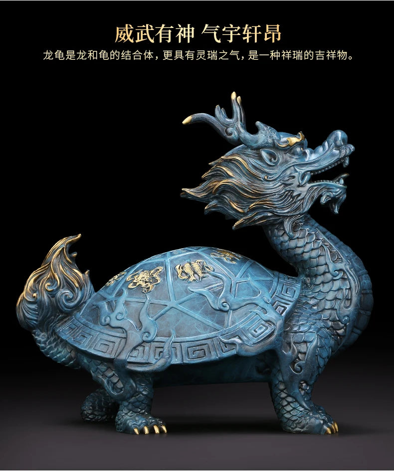 Copper dragon turtle statue placed pieces of Feng Shui home decoration  hotel office family decoration accessories home decor