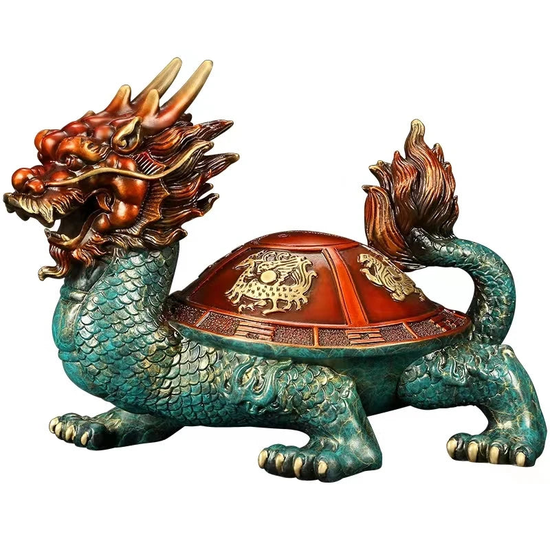 Copper dragon turtle statues placed pieces of Feng Shui home decoration  hotel office family decoration accessories home decor