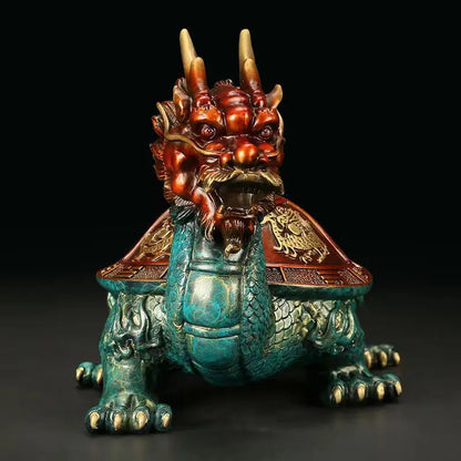 Copper dragon turtle statues placed pieces of Feng Shui home decoration  hotel office family decoration accessories home decor