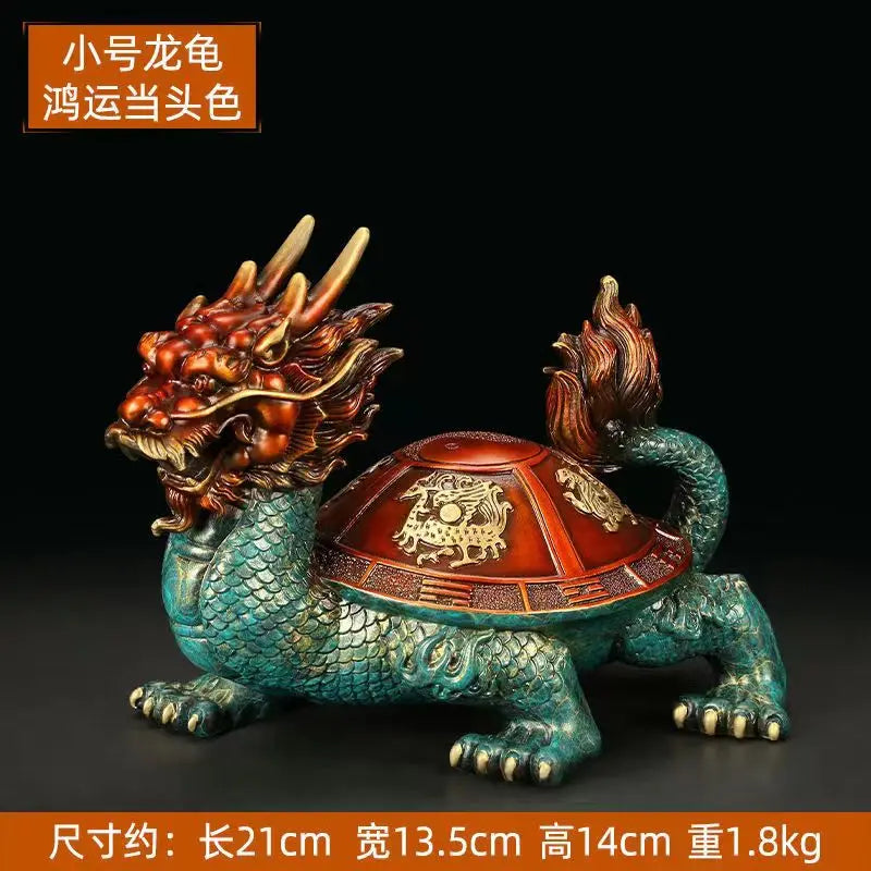 Copper dragon turtle statues placed pieces of Feng Shui home decoration  hotel office family decoration accessories home decor