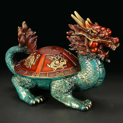Copper dragon turtle statues placed pieces of Feng Shui home decoration  hotel office family decoration accessories home decor