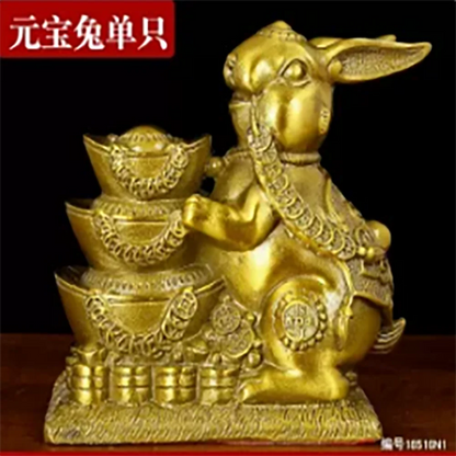 Copper rabbit ornaments Pure copper twelve zodiac rabbit cute cartoon rabbit home living room table decoration ornaments