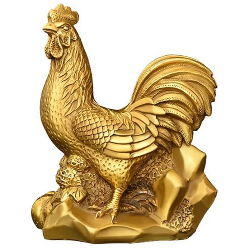 Copper rooster, golden rooster, big rooster, attracting wealth, zodiac sign, rooster, home, living room, feng shui handicrafts