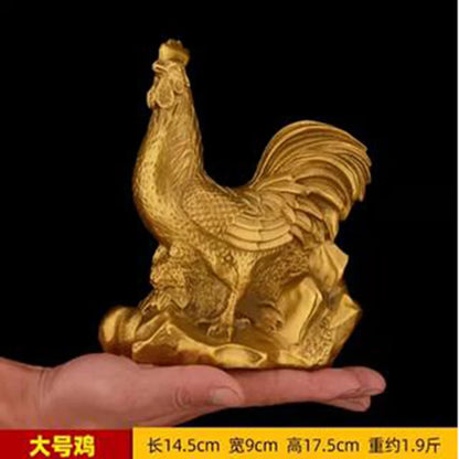 Copper rooster, golden rooster, big rooster, attracting wealth, zodiac sign, rooster, home, living room, feng shui handicrafts