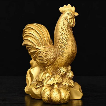 Copper rooster, golden rooster, big rooster, attracting wealth, zodiac sign, rooster, home, living room, feng shui handicrafts