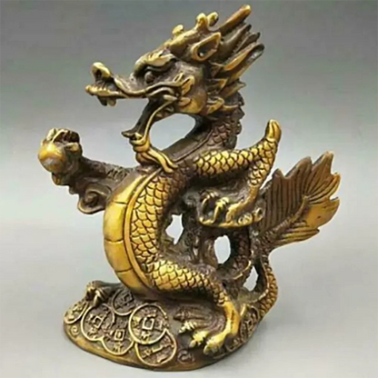Copper statue Exquisite Collectable Chinese Old Fengshui Twelve Zodiac Animal Bronze Dragon Statue Home Decoration
