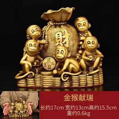 Copper zodiac monkey piggy bank, home decoration, living room, study, office, store products