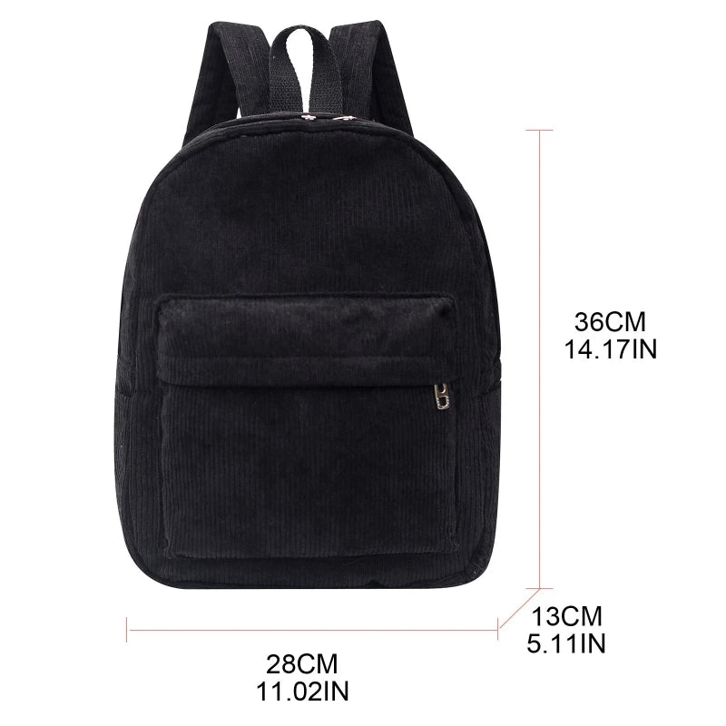 Corduroy Backpack Daypack School Bag Soft Comfortable Shoulders Bag for Students Girl Gift Preschool Women Daily Use