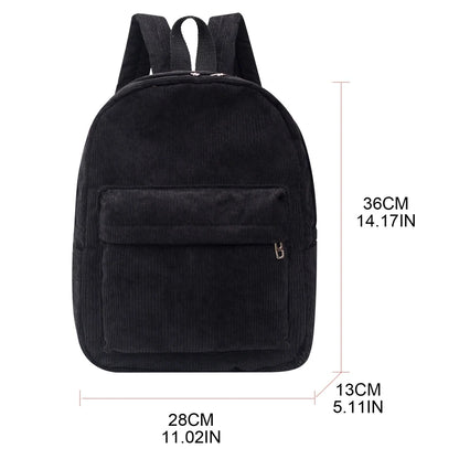 Corduroy Backpack Daypack School Bag Soft Comfortable Shoulders Bag for Students Girl Gift Preschool Women Daily Use