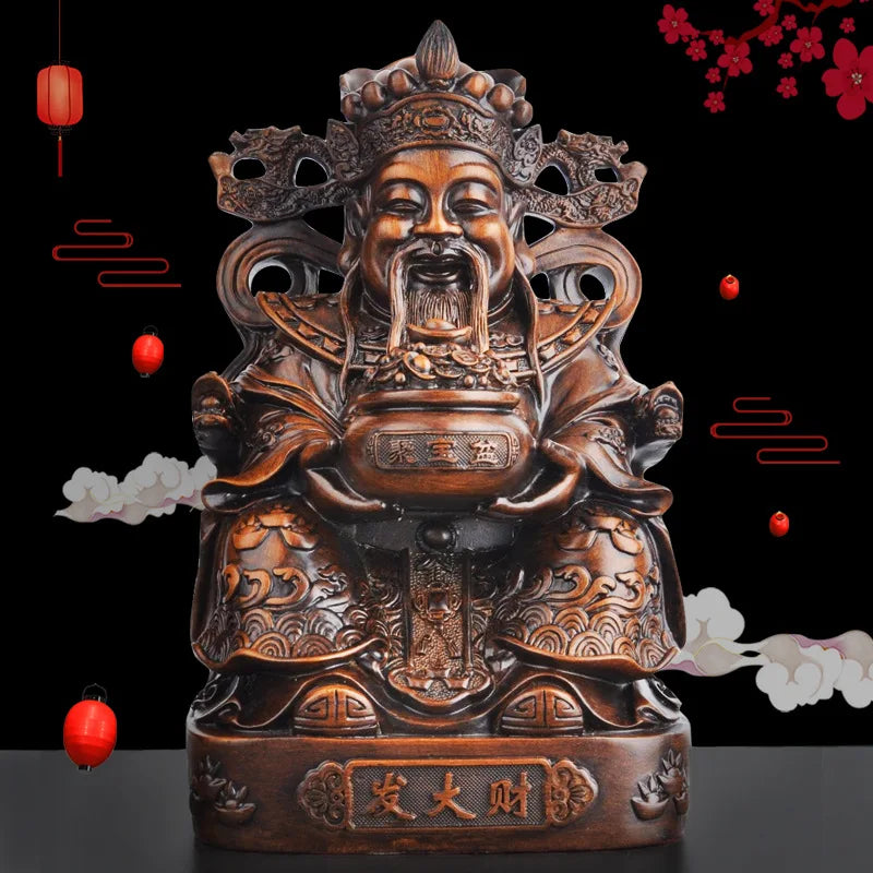 Cornucopia statue of God of Wealth，Resin modern art sculpture，Home decoration accessories，Chinese Lucky Statue Gift decoration