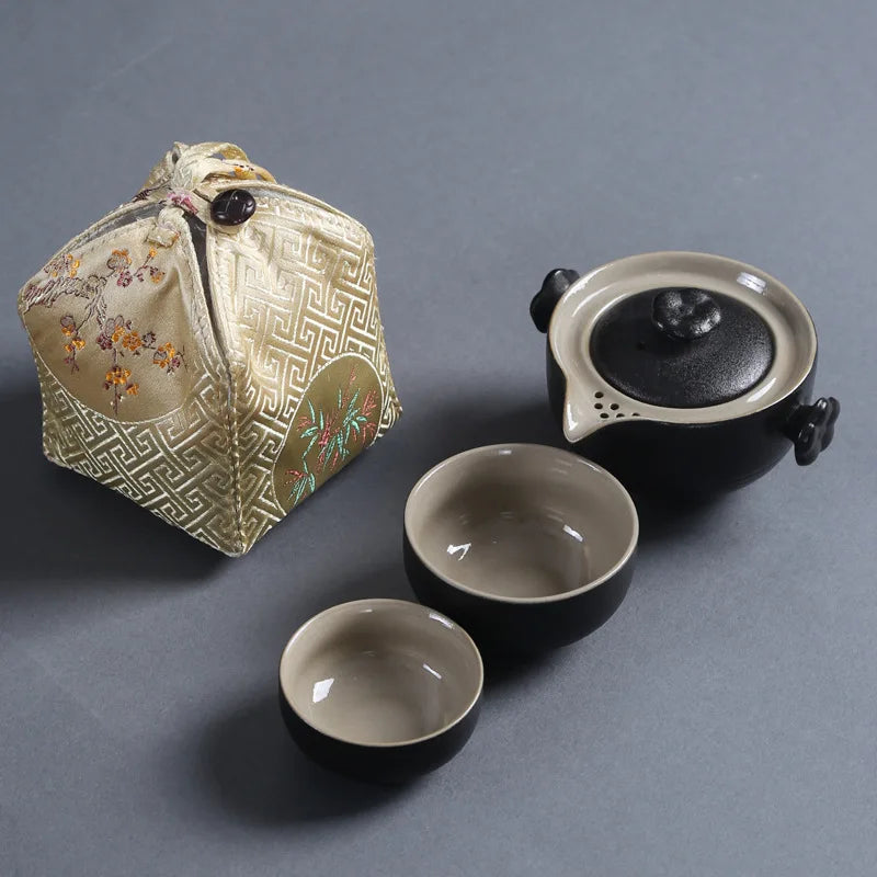 Cotton Linen Bag Kung Fu Tea Set Tea Ceremony Buggy Bag Quick Cup Drawstring Bag Portable Travel Cloth Bag Travel Tea Set Bag