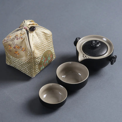 Cotton Linen Bag Kung Fu Tea Set Tea Ceremony Buggy Bag Quick Cup Drawstring Bag Portable Travel Cloth Bag Travel Tea Set Bag