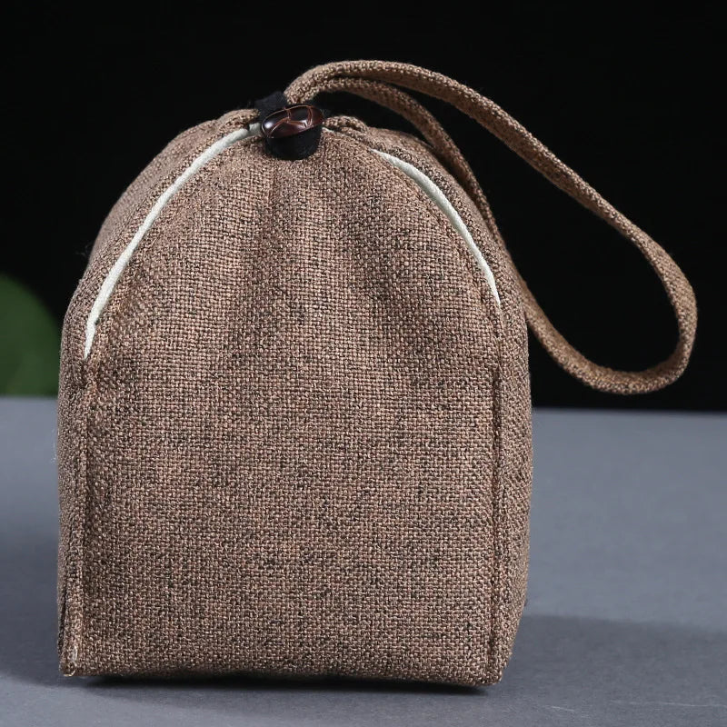 Cotton Linen Bag Kung Fu Tea Set Tea Ceremony Buggy Bag Quick Cup Drawstring Bag Portable Travel Cloth Bag Travel Tea Set Bag