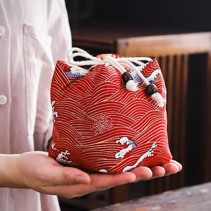 Cotton Teacup Storage Bag, Antique Bracelets, Jewelry Protective Cover, Japanese Lunch Gift, Teaware, Travel, Multi-usage