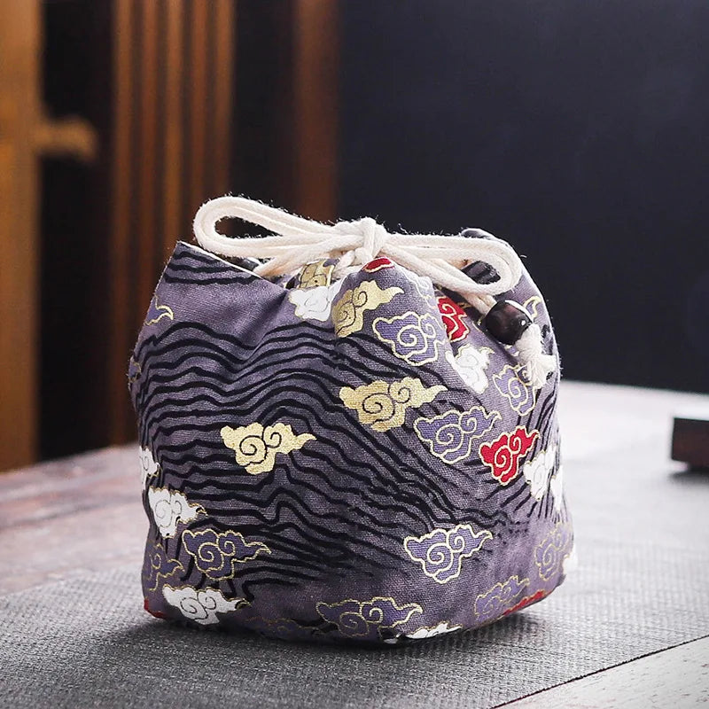 Cotton Teacup Storage Bag, Antique Bracelets, Jewelry Protective Cover, Japanese Lunch Gift, Teaware, Travel, Multi-usage
