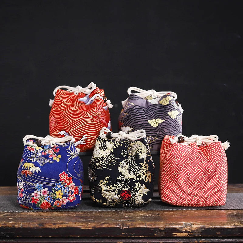 Cotton Teacup Storage Bag, Antique Bracelets, Jewelry Protective Cover, Japanese Lunch Gift, Teaware, Travel, Multi-usage