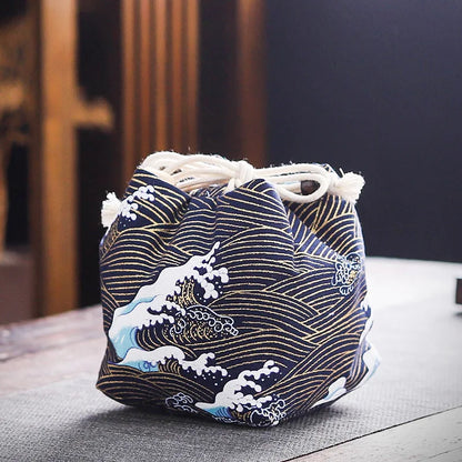 Cotton Teacup Storage Bag, Antique Bracelets, Jewelry Protective Cover, Japanese Lunch Gift, Teaware, Travel, Multi-usage