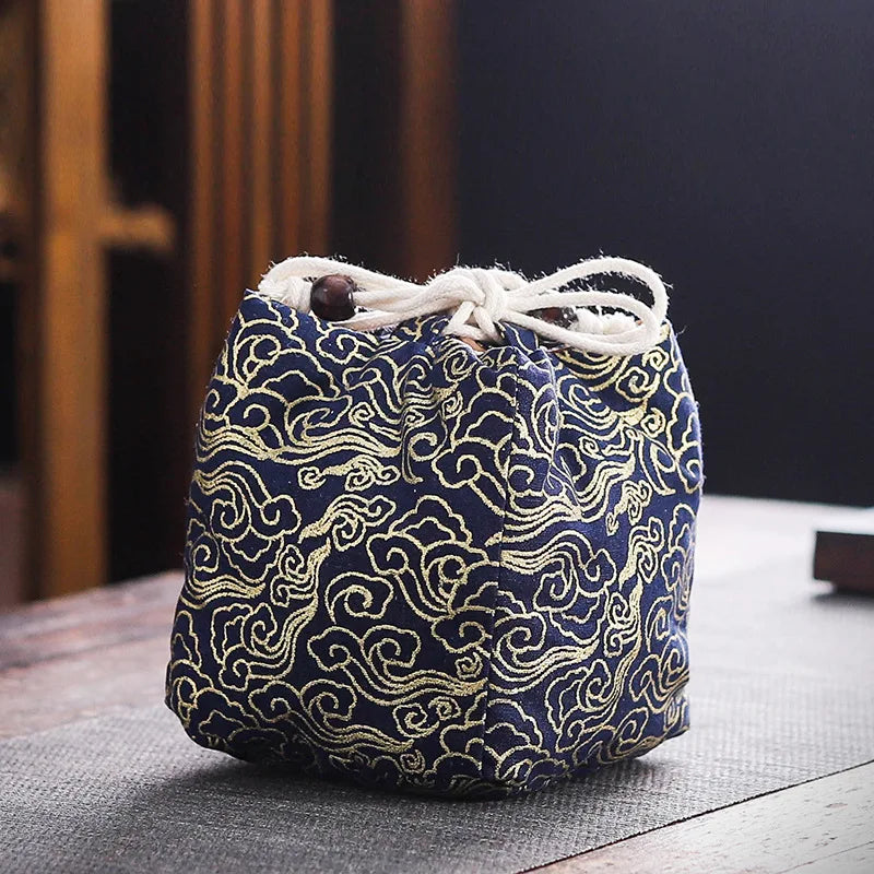 Cotton Teacup Storage Bag, Antique Bracelets, Jewelry Protective Cover, Japanese Lunch Gift, Teaware, Travel, Multi-usage