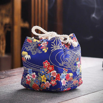 Cotton Teacup Storage Bag, Antique Bracelets, Jewelry Protective Cover, Japanese Lunch Gift, Teaware, Travel, Multi-usage