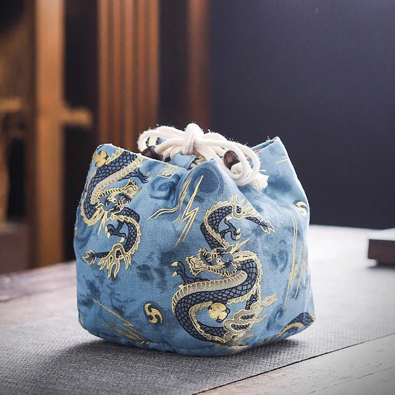 Cotton Teacup Storage Bag, Antique Bracelets, Jewelry Protective Cover, Japanese Lunch Gift, Teaware, Travel, Multi-usage